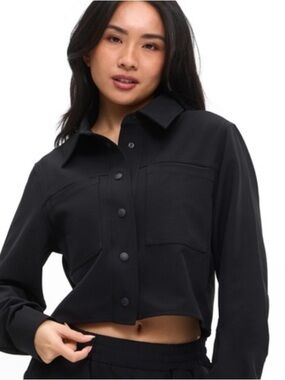 BuffBunny Snap Crop Jacket Black Button-Up Jacket